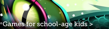School Age Games Banner, Happy Lizard Face